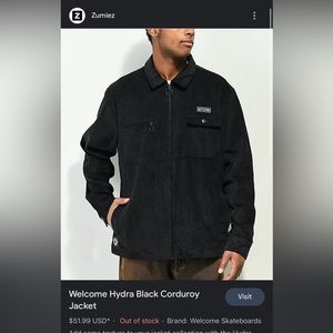 Welcome Hydra Black Corduroy Jacket